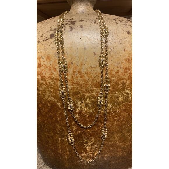 Camrose Kross JBK Gold and Rhinestone Paper Clip Necklace - Picture 2 of 9